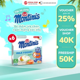 [Giao Hoả Tốc] COMBO 6 vỉ Sữa chua Montinis vị Táo nhập Đức (vỉ - 55g x 4 hũ)