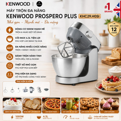 Máy trộn bột, đánh trứng làm bánh đa năng KENWOOD Prospero Plus KHC29.H0SI