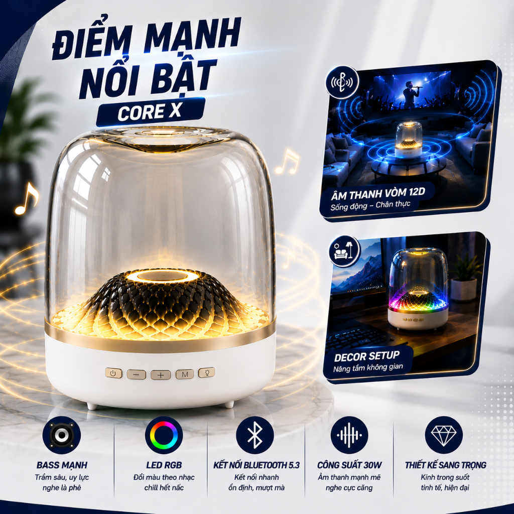 Loa Bluetooth-Loa vi tính, Loa nghe nhạc CoreX Super Bass âm thanh vòm - Chất lượng nhập khẩu -BH12T | BigBuy360 - bigbuy360.vn