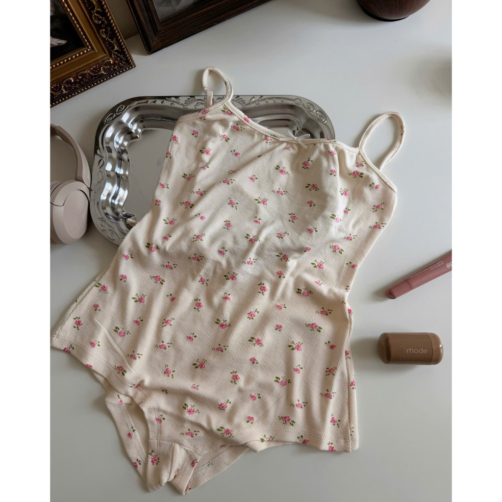 Jumpsuit Cotton Hoa Nhí Hở Lưng Mềm Mại Pepper Clothing Bikini 1 Mảnh Bodysuit Kín Đáo Tôn Dáng Quyế