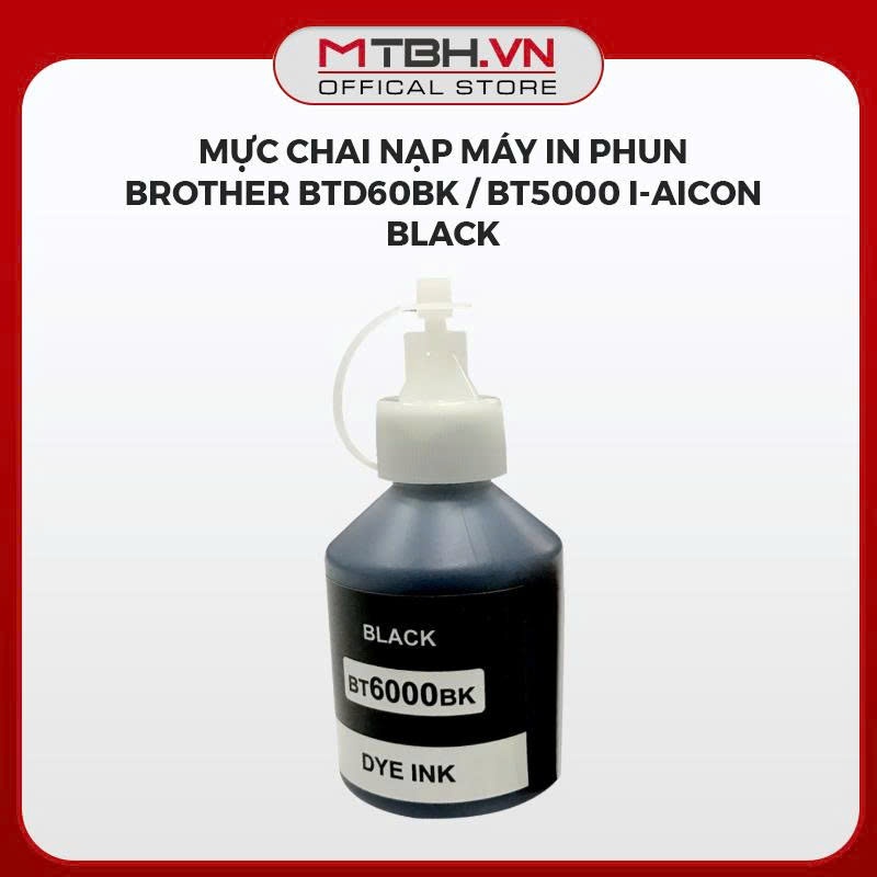 Mực Chai Nạp Máy In Phun Brother BTD60BK / BT5000 I-AICON - Đầy Đủ Bộ 4 Màu Lựa Chọn