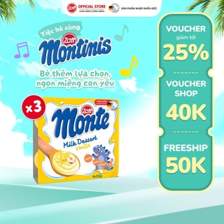 [Giao Hoả Tốc] COMBO 3 vỉ Váng sữa Monte Vani nhập ĐỨC (vỉ - 55g x 4 hũ)