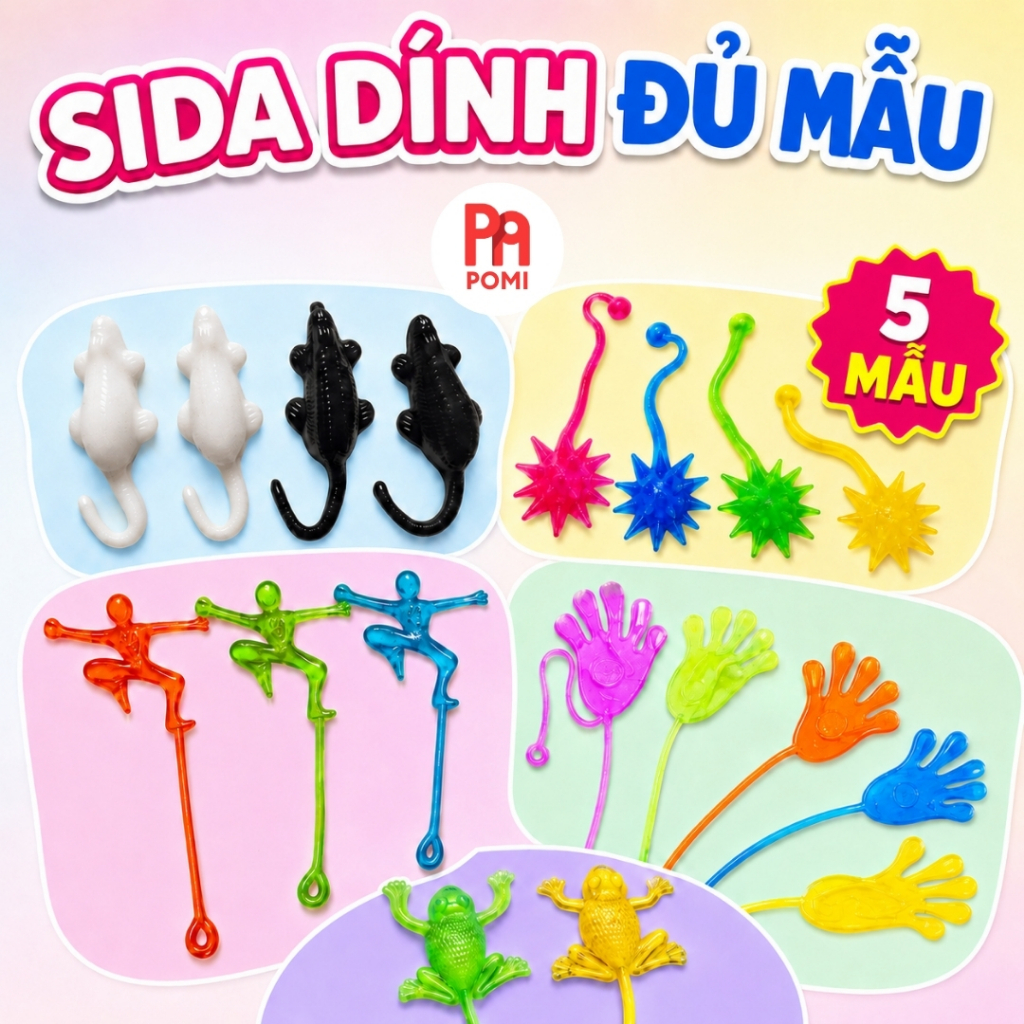 Đồ Chơi Sida Dính Dẻo - Ếch Chuột Gai Bàn tay Người Nhện Dính Tường - Đồ Chơi Dẻo Kéo Giãn Vui Nhộn 