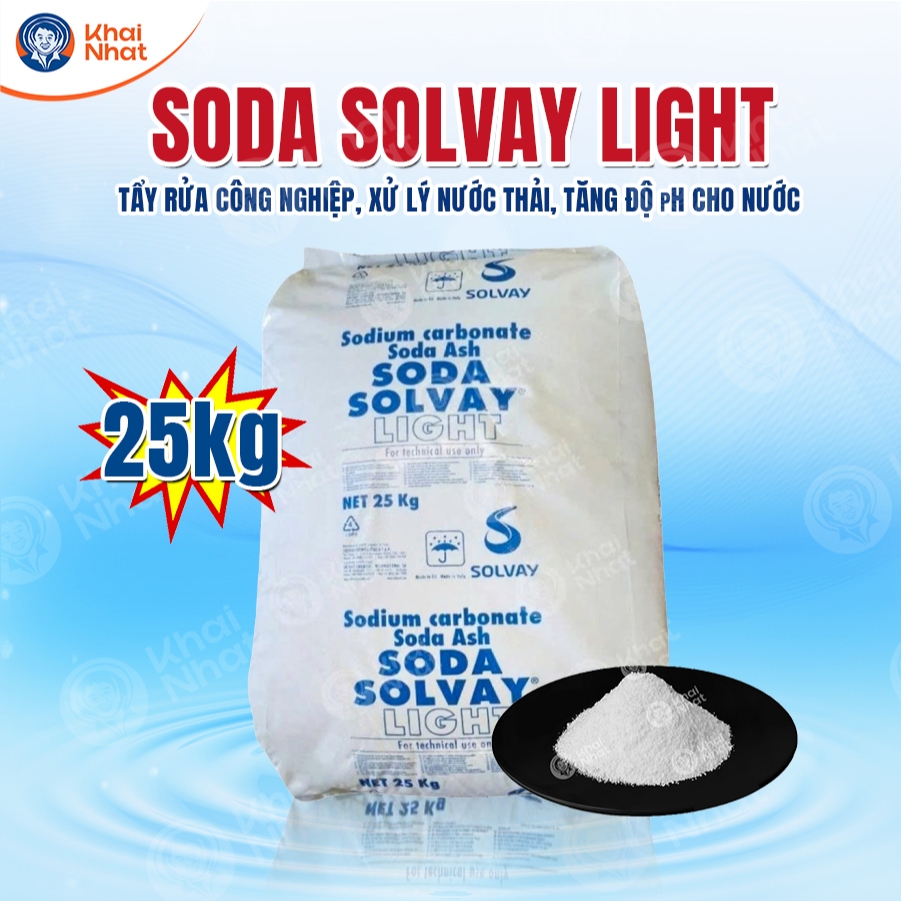Bột Soda Solvay Light Ý Na2CO3 (25kg/bao), tẩy rửa công nghiệp, xử lý nước thải, hóa chất môi, tăng 