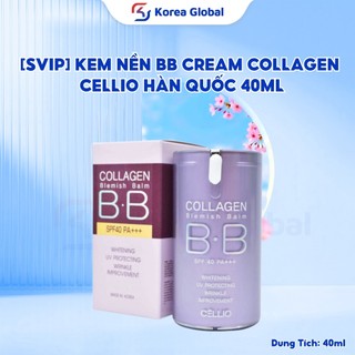 [SVIP] Kem Nền BB Cream Collagen Cellio Hàn Quốc 40ml – Trang Điểm Tự Nhiên, Dưỡng Da, Chống Nắng SPF 40 PA+++