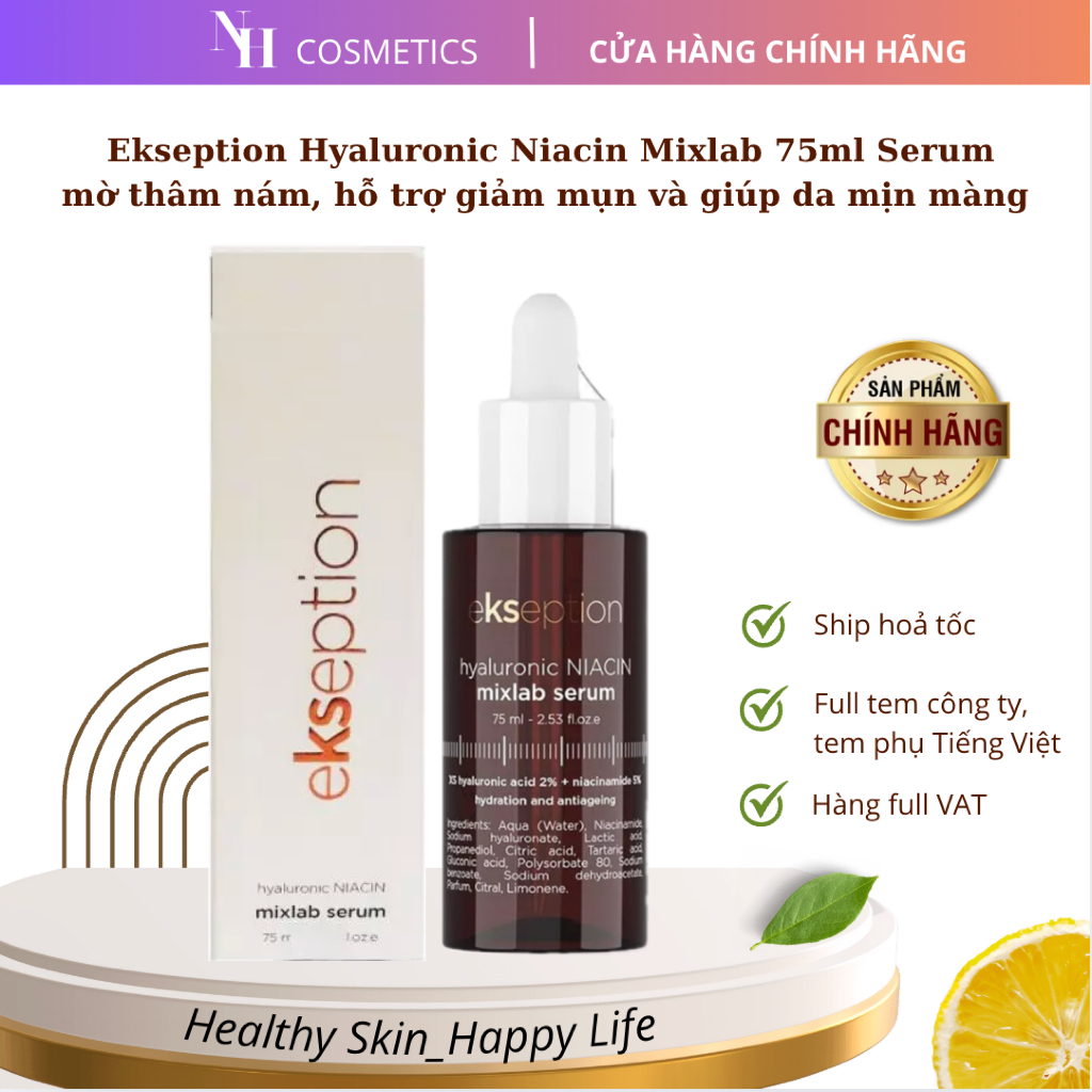 [TEM CTY] Serum Dưỡng Sáng Da Ekseption Hyaluronic Niacin Mixlab 75ml Mờ Thâm Mụn Với 5% Niacinamide