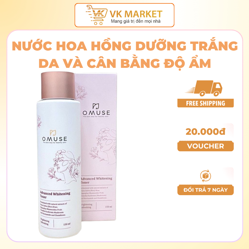 Nước Hoa Hồng OMUSE Dưỡng Trắng Da Và Cân Bằng Độ Ẩm Advanced Whitening Toner Chiết Xuất Cám Gạo Giú