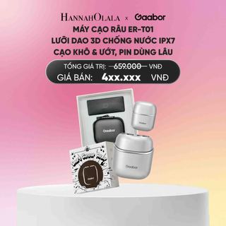 Hannah Olala x Gaabor Máy cạo râu ER-T01 lưỡi dao 3D chống nước IPX7 cạo khô & ướt pin lâu quà tặng nam sinh nhật