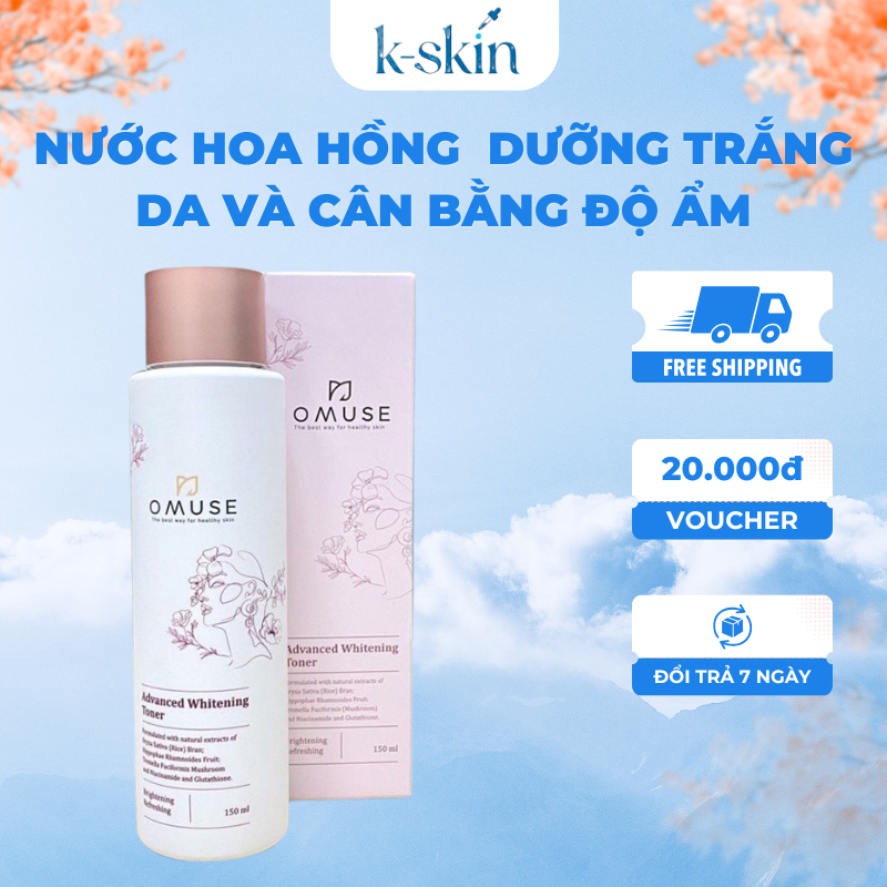 Nước Hoa Hồng OMUSE Dưỡng Trắng Da Và Cân Bằng Độ Ẩm Advanced Whitening Toner Chiết Xuất Cám Gạo Giú