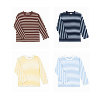 TUBYCATU Áo Thun Cổ Tròn Dài Tay Sọc Ngang Lazy Stripe Chất Dày Dặn Mềm Mại