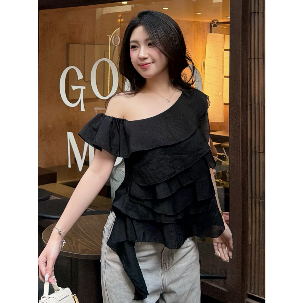 Áo Babydoll Kiểu Nữ Dáng Trễ Hở Vai Bèo Nhún Xếp Tầng Điệu Đà Mùa Hè Kimee - KA877 | BigBuy360 - bigbuy360.vn