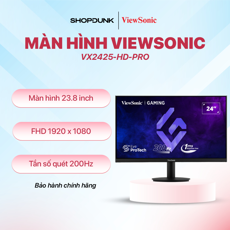 Màn Hình ViewSonic VX2425-HD-PRO | 23.8 inch | VA (16:9) | FHD | 200 Hz | 1ms | DP Và HDMI 2.1