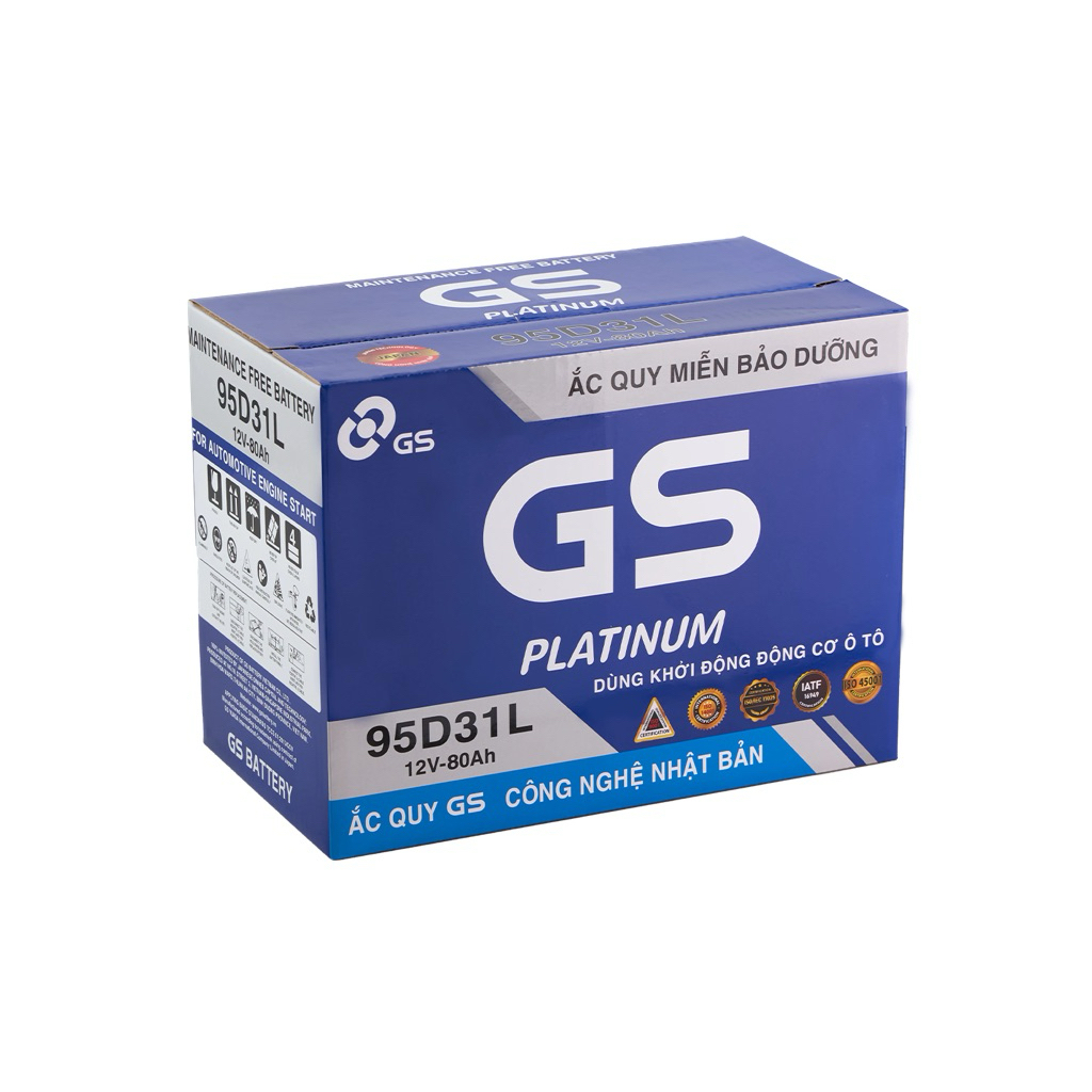 Bình ắc quy 12V-80AH, Ắc quy ô tô khô miễn bảo dưỡng GS MF 95D31L