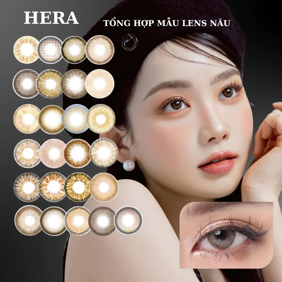 [TOP VALUE] Kính Áp Tròng Hera Nâu Nhiều Lựa Chọn TOP BROWN Tự Nhiên Nhập Khẩu Hàn Quốc Lens Không C