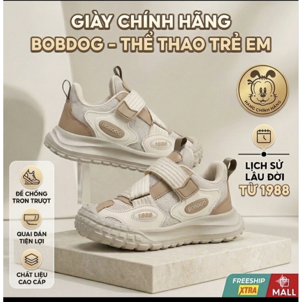 Giày Thể Thao Trẻ Em Bobdog Chính Hãng Giày Sneaker Bé Trai Bé Gái Đi Học Đi Chơi Lưới Thoáng Khí