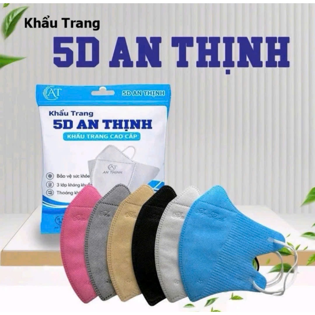 (Mở bán) 200 chiếc KHẨU TRANG 5D AN THỊNH 3 Lớp kháng khuẩn chất lượng cao kháng khuẩn chống tia UV