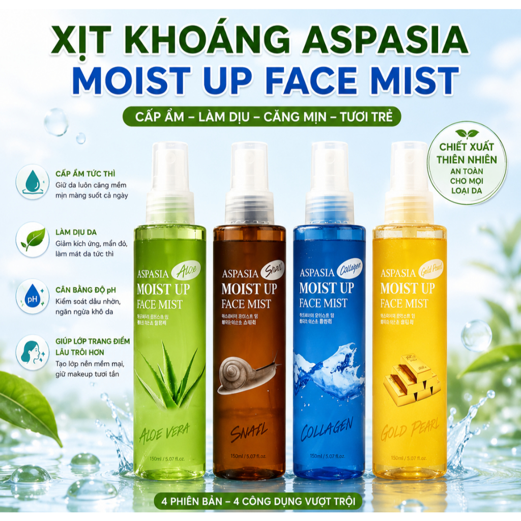 (Chính Hãng) Xịt Khoáng Aspasia 150ml Hàn Quốc - 1 Chai