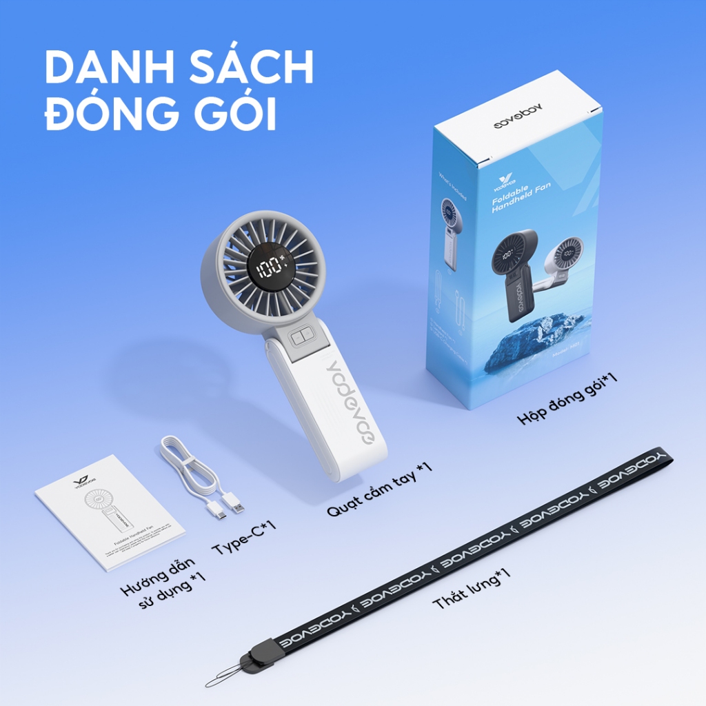 YODEVOE M01 quạt mini gọn nhẹ gấp được 3 tốc độ gió cơ bản pin 4000mAh điều chỉnh mượt mà 100 mức gió nhiều màu sắc tùy | BigBuy360 - bigbuy360.vn