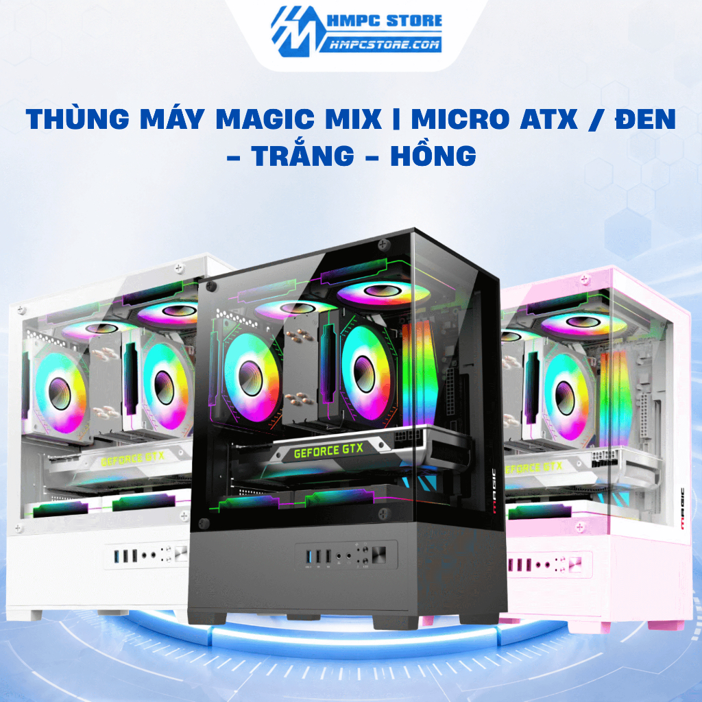 Case giá rẻ - Thùng máy Magic MIX | Micro ATX / Đen - Trắng - Hồng