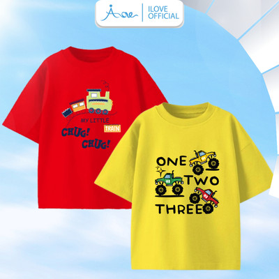 [MỚI] Áo thun CỘC TAY cho bé AORE , Áo cộc chất cotton in hình Tàu hỏa, Xe Ô tô cho bé trai mềm mại bé từ 9-36kg