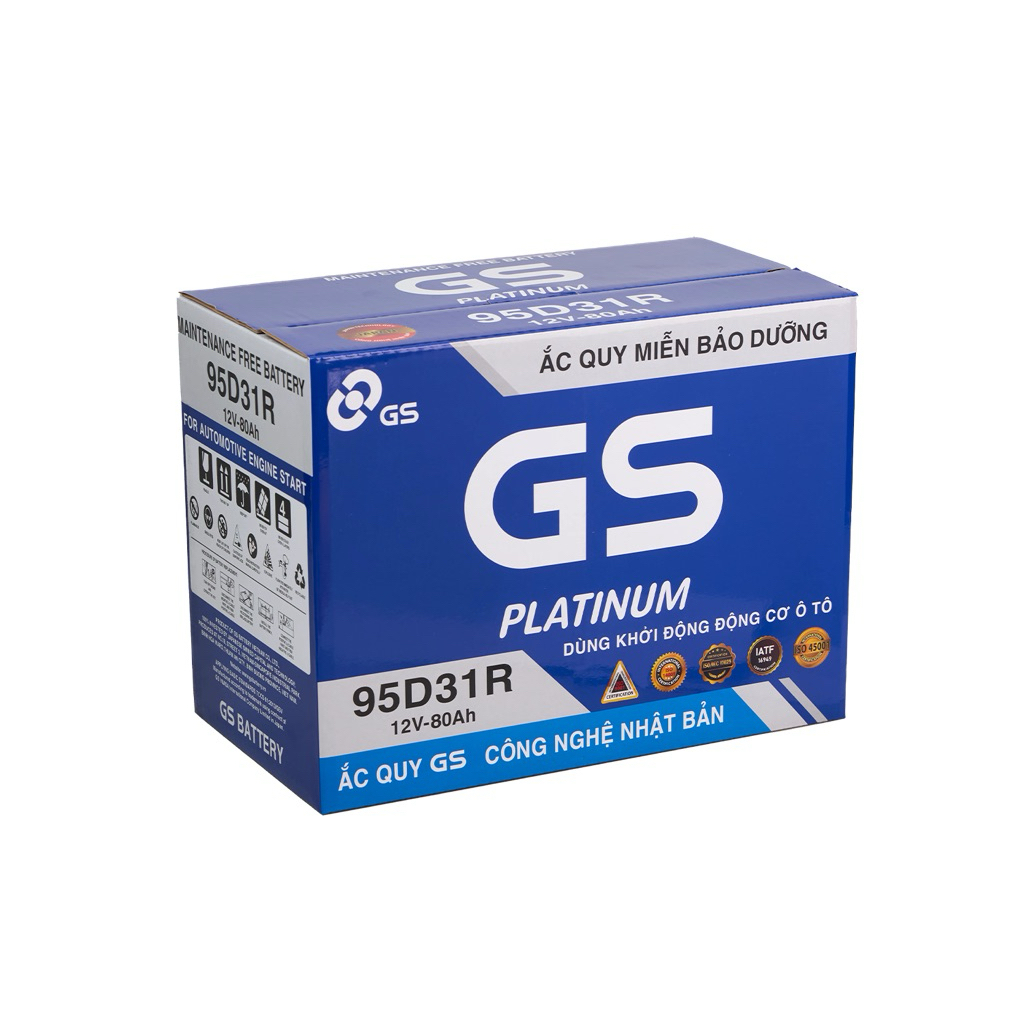 Bình ắc quy 12V-80Ah, Ắc quy ô tô khô miễn bảo dưỡng GS MF 95D31R