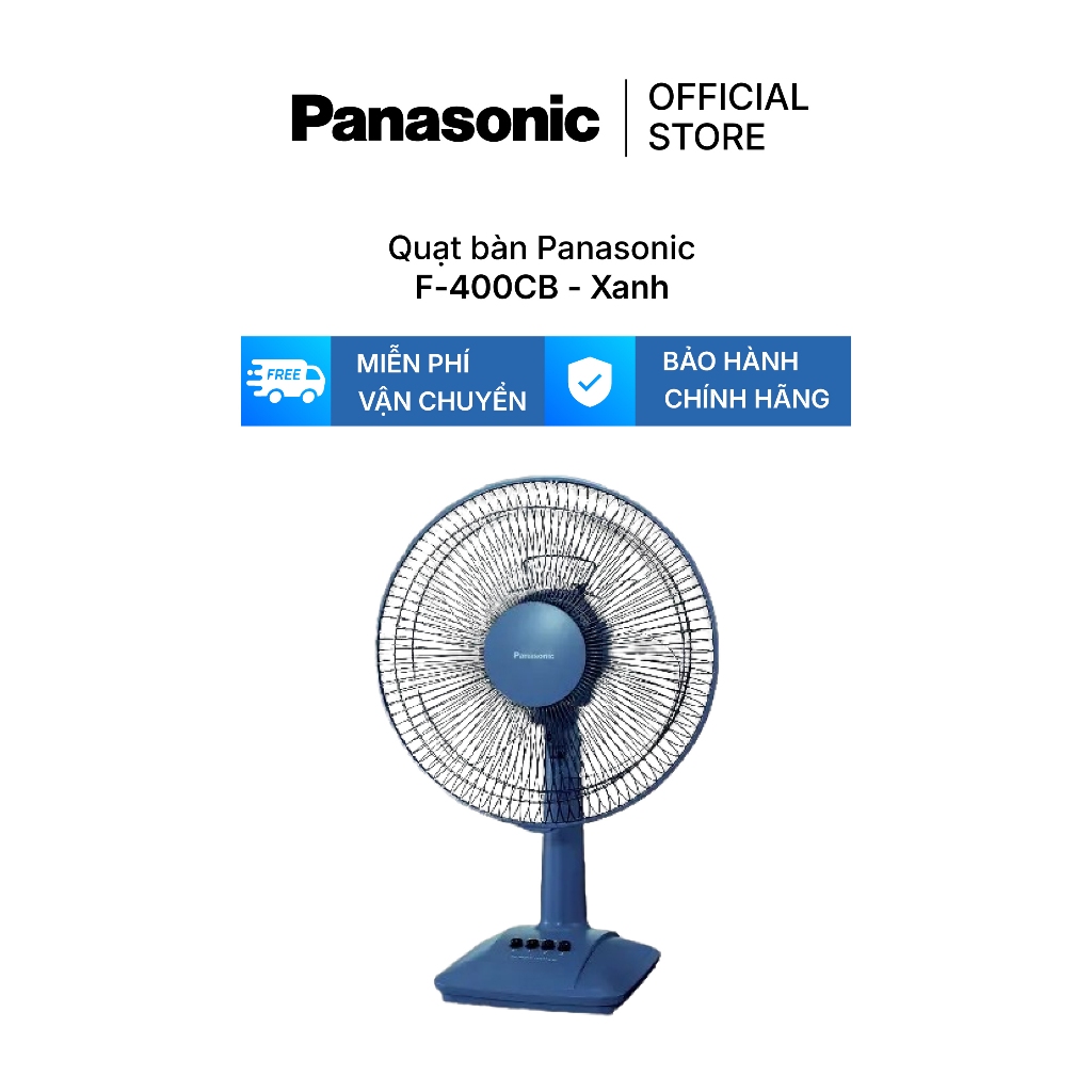 Quạt bàn Panasonic model F-400C (màu xanh, màu trắng ngà  - 3 chế độ gió  - công suất 48W)