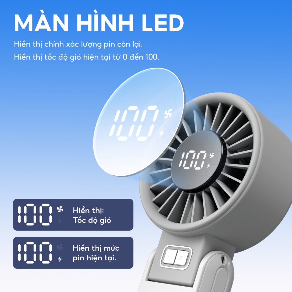 YODEVOE M01 quạt mini gọn nhẹ gấp được 3 tốc độ gió cơ bản pin 4000mAh điều chỉnh mượt mà 100 mức gió nhiều màu sắc tùy | BigBuy360 - bigbuy360.vn