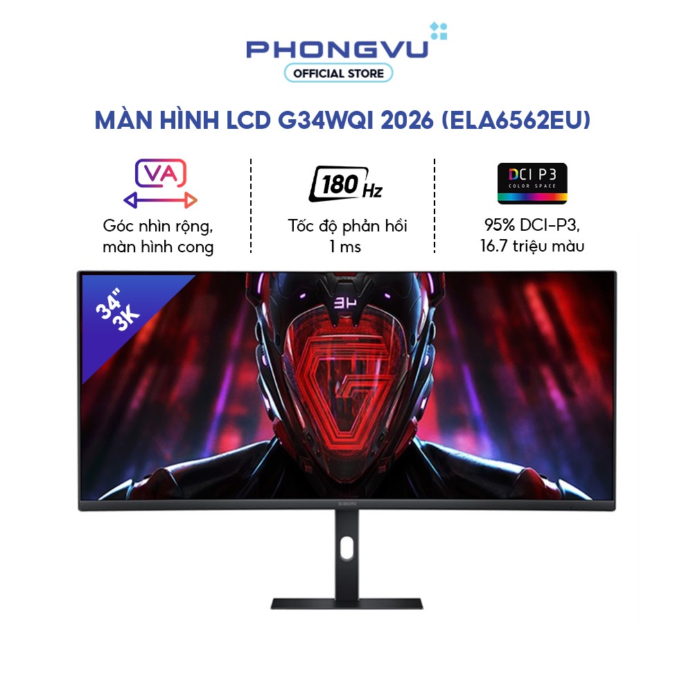 Màn hình Xiaomi G34WQi 2026 - 34 inch - WQHD - 180Hz - VA - Cong - Chính hãng - Bảo hành 36 tháng