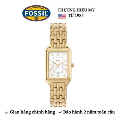 Đồng hồ nữ Fossil RAQUEL ES5220 hình chữ nhật 23MM, dây thép không gỉ màu vàng