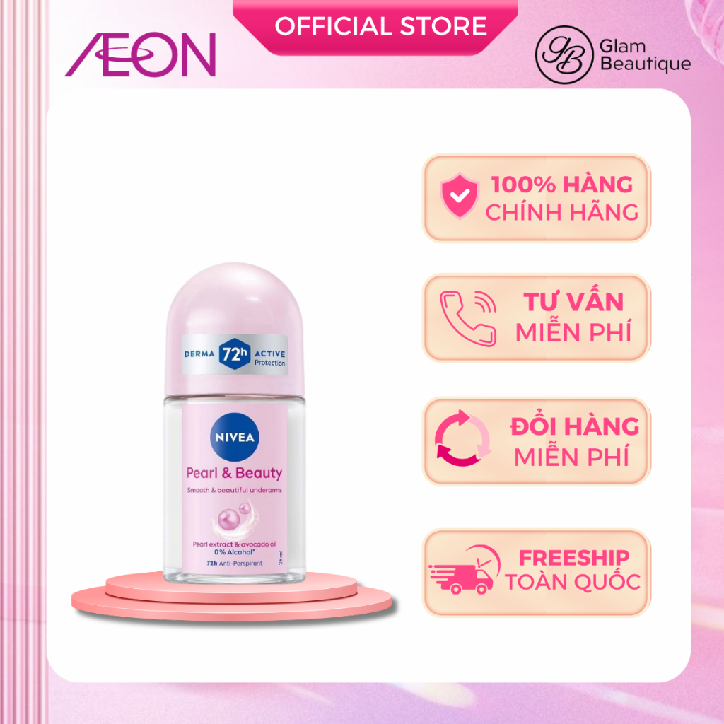 Lăn Khử Mùi Nivea Khô Thoáng Dưỡng Sáng Ngọc Trai Pearl & Beauty 25ml - Glam Beautique