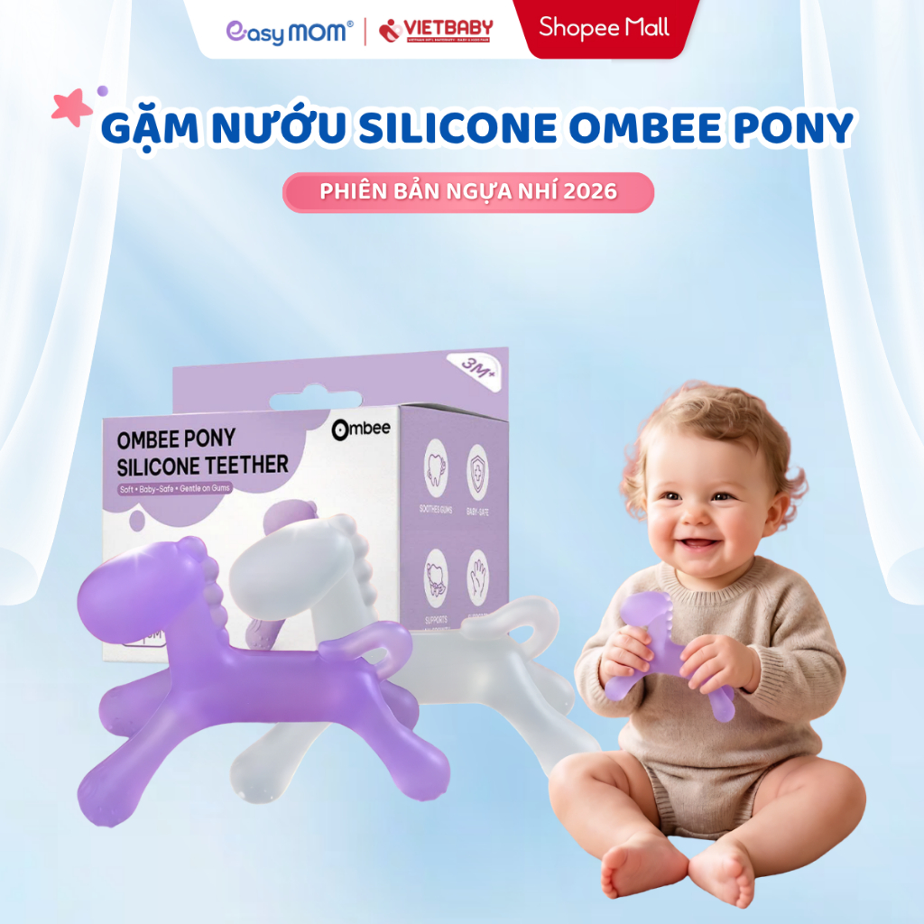 Gặm Nướu Ombee Silicone An Toàn Cho Bé Phiên Bản Ngựa Nhí Kèm Hộp Đựng Vệ Sinh