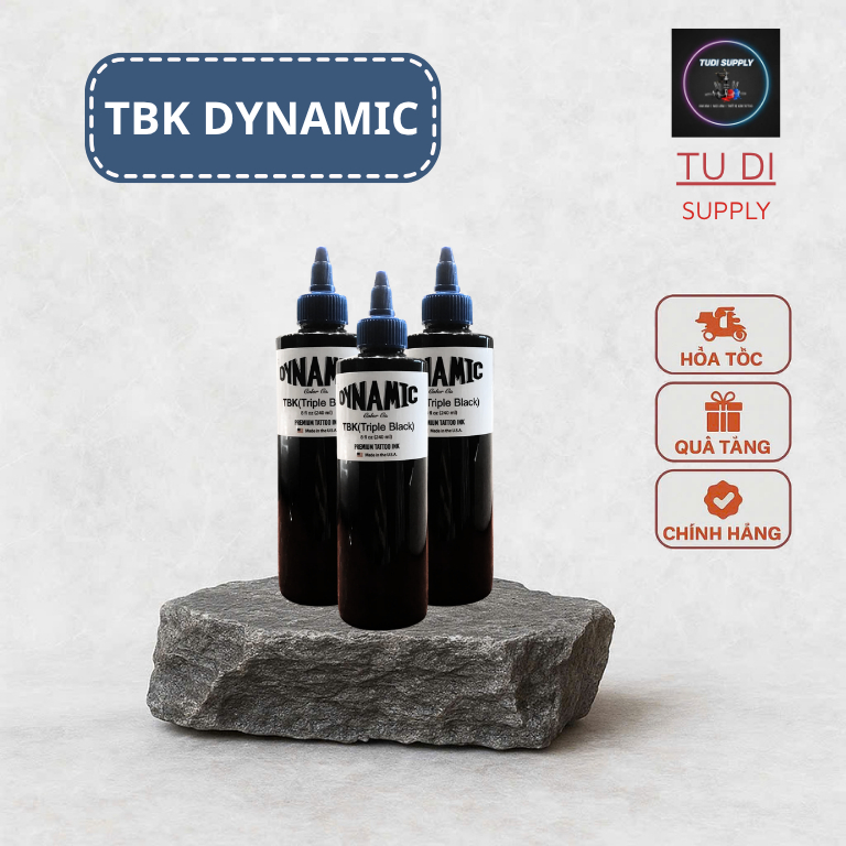 Mực xăm tattoo TBK Dynamic - Dynamic TBK Triple Black 240ml – Mực Đen Đi Nét & Fill