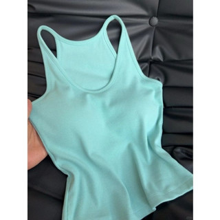 [Sẵn + Hỏa tốc] 𝐓𝐡𝐞𝐡𝐞𝐫𝐦𝐢𝐭 | Áo hai dây màu xanh tiffany tôn da, áo nữ có đệm ngực mùa hè, áo ôm sát không tay - N428