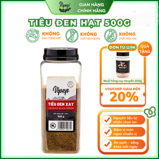 Tiêu đen xay tự nhiên vipep hũ nhựa 500g - gia vị vipep