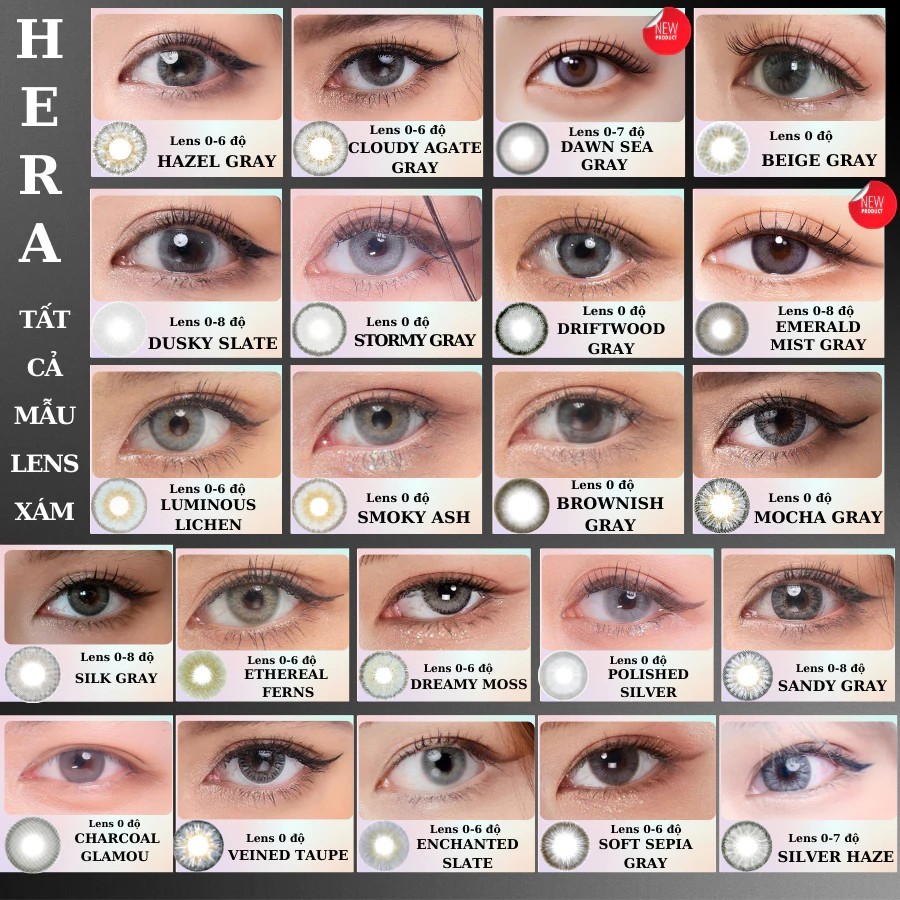 [Top Value] Tổng Hợp Mẫu Kính Áp Tròng Màu Xám Đủ Độ Cận Hera Lens  Lens Gray Chính Hãng Hàn Quốc