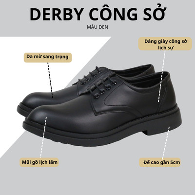 Giày da công sở oxford thời trang INICHI GG1220 đế cao su 2 tầng có may đế