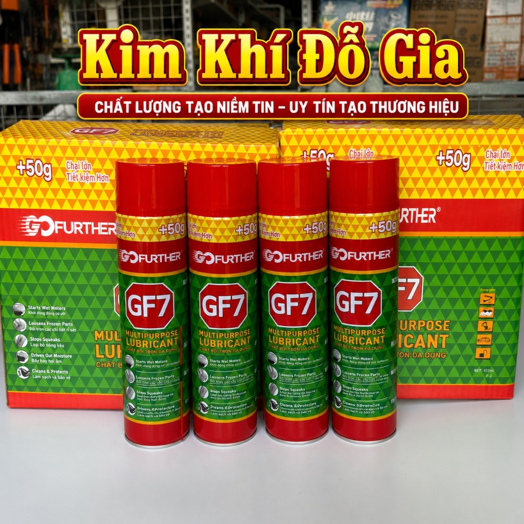 Chai xịt chống rỉ sét và bôi trơn GF7 hàng chuẩn 175 và 350 grams
