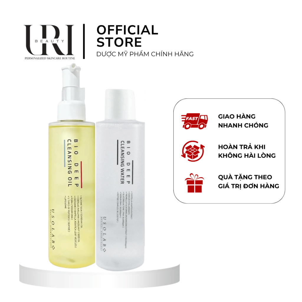 [Chính Hãng] USOLAB Bio Deep Cleansing Water & Cleansing Oil – Combo Tẩy Trang 200ml
