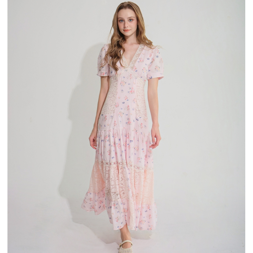 GAIETE Đầm cotton dài Isabella maxi - Hồng