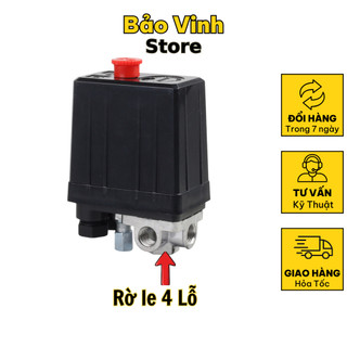 Rờ le áp suất máy nén khí trực tiếp, máy bơm hơi 4 lỗ ren 13mm Công Tắc Áp Suất Tự Ngắt Bảo Vệ Máy - Bảo Vinh Store