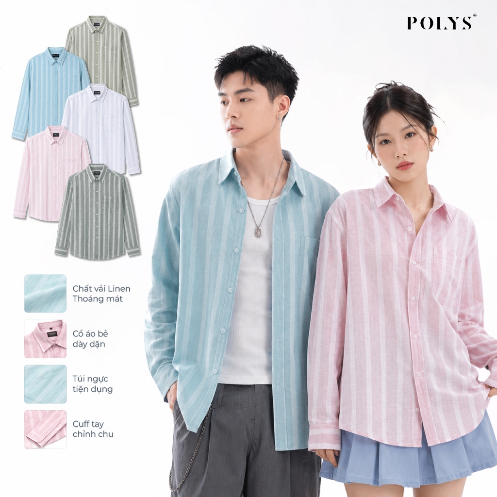 Áo Sơ Mi Sọc Dọc Form Relaxed Vải Linen Mềm Nhẹ Unisex Urban Stripe Linen Shirt Dài Tay