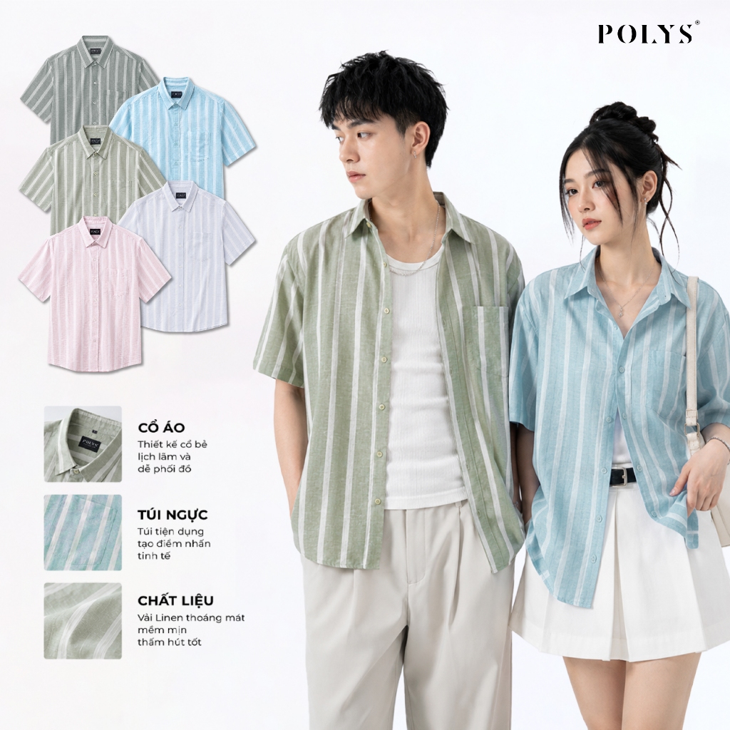 Áo Sơ Mi Linen Sọc Dọc Form Rộng Phong Cách Summer Hàn Quốc - Urban Stripe Ngắn Tay
