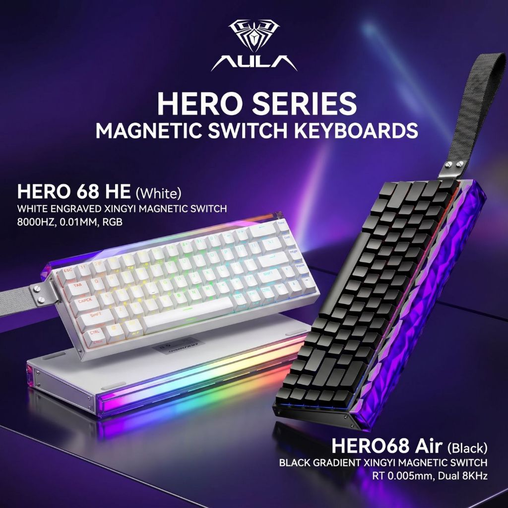 Bàn Phím Cơ Gaming HE AULA HERO68 Rapid Trigger 8k Polling Rate RT 0.01mm
