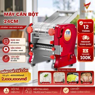 (Máy cán 16cm - 24cm) Máy Cán Bột Làm Bánh Bao Vilumi, Máy Cán Bột Không Cần Tháo Dao Cắt Mỳ, Vỏ Inox 304
