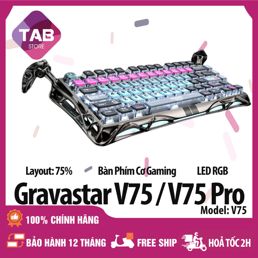 Bàn Phím Cơ GravaStar Mercury V75, V75 Pro, V75 Lite LED RGB Chính Hãng - Bảo Hành 12 Tháng