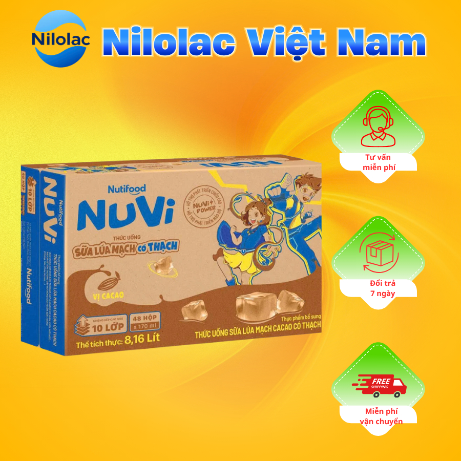 Thùng 48 Hộp Sữa Lúa Mạch NuVi Có Thạch - 170ml