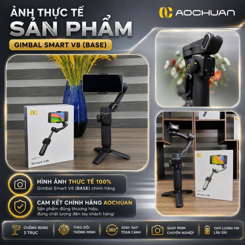 Gimbal chống rung điện thoại Smart V8 Pro, Gậy quay video chống rung - Pin 2600mAh - Tracking Ai 8.0 | BigBuy360 - bigbuy360.vn