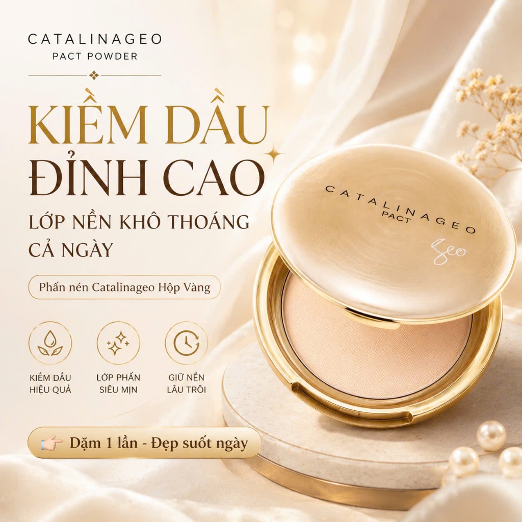 Phấn phủ Catalinageo Golden Pact Geo Lamy Màu Vàng 22g
