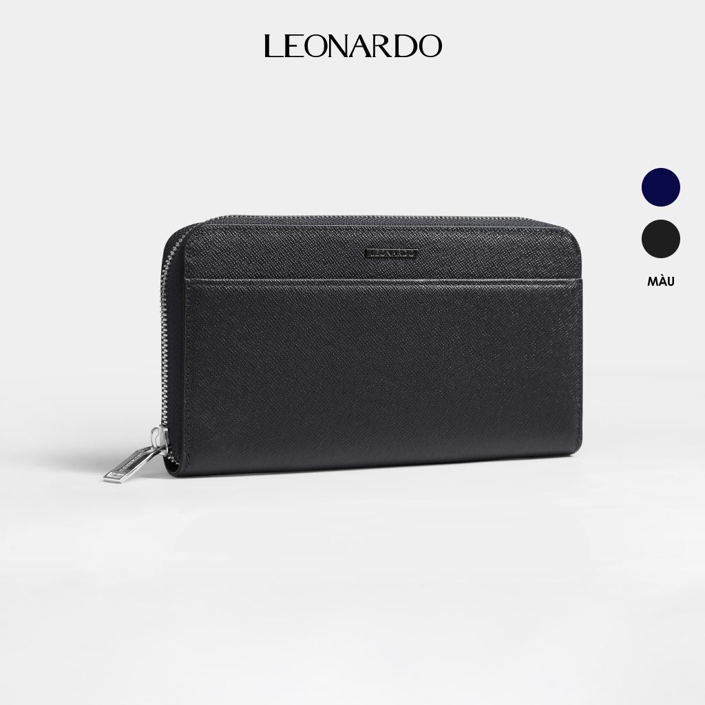 Ví Da Nam Leonardo Ví Dài Khoá Kéo Mercury Chất Liệu Da Taiga Cao Cấp Kháng Nước