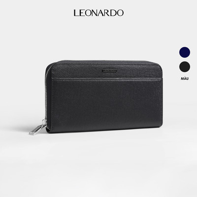 Ví Da Nam Leonardo Ví Dài Khoá Kéo Mercury Chất Liệu Da Taiga Cao Cấp Kháng Nước